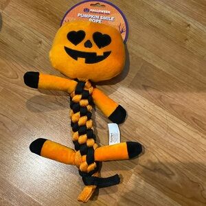FuzzYard ~ Halloween Pumpkin Smile Rope ~ Squeaky Dog Toy